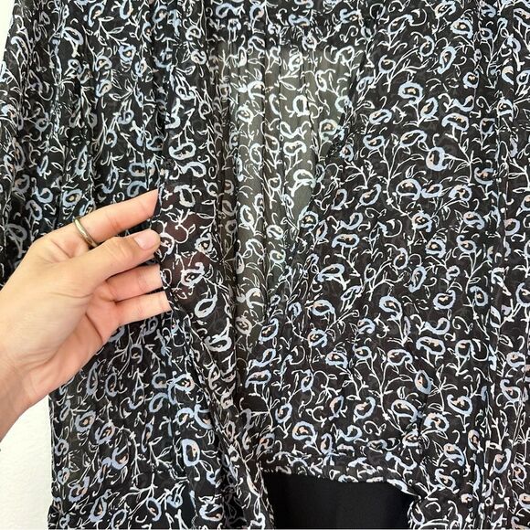 Veronica Beard Dakota Flounce Printed Black and Blue Mini Dress Size 10 - Picture 5 of 13